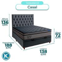 Baú Cinza + Cabeceira + Colchão Casal Confort Black Ortobom - 3