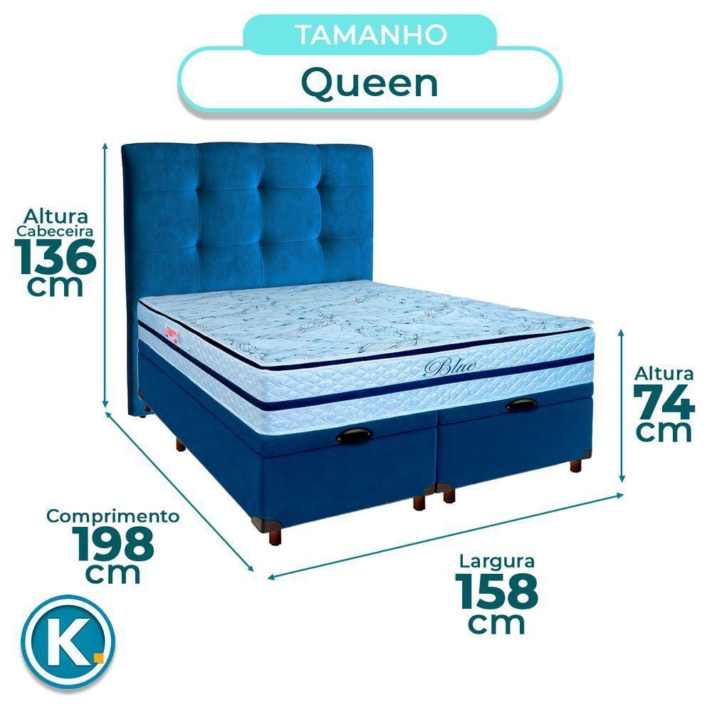 Kit Cama Box Bau + Cabeceira + Colchão Queen Molas Ensacadas - Blue - Paropas - 3