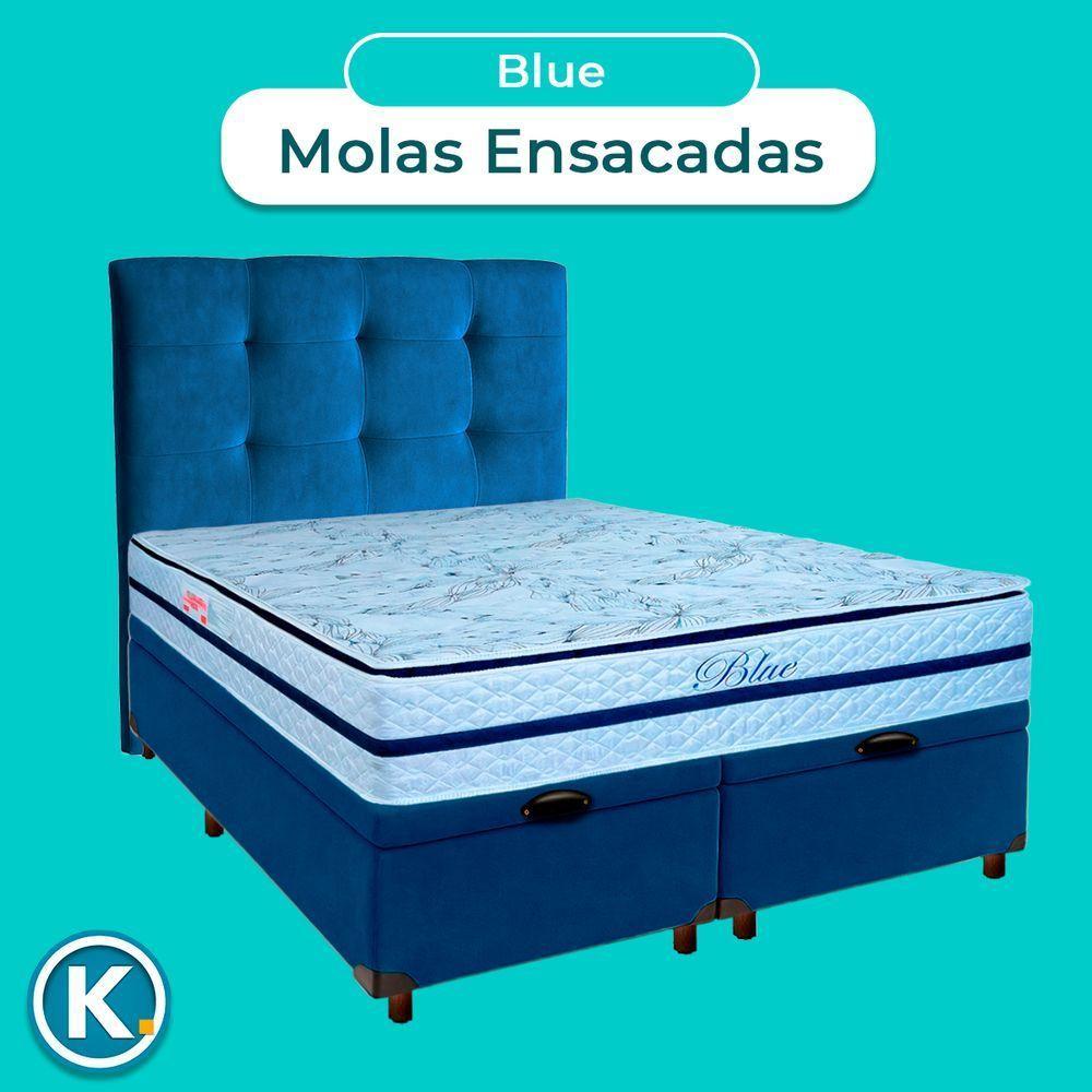 Kit Cama Box Bau + Cabeceira + Colchão Queen Molas Ensacadas - Blue - Paropas - 4