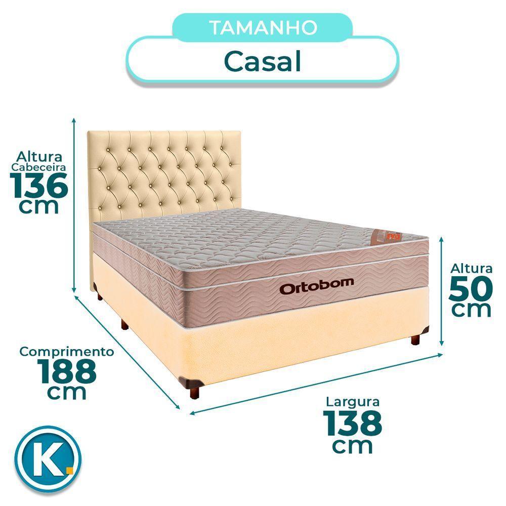Kit Cama Box + Cabeceira + Colchão Casal Molas Ensacadas - Airtech - Ortobom - 3