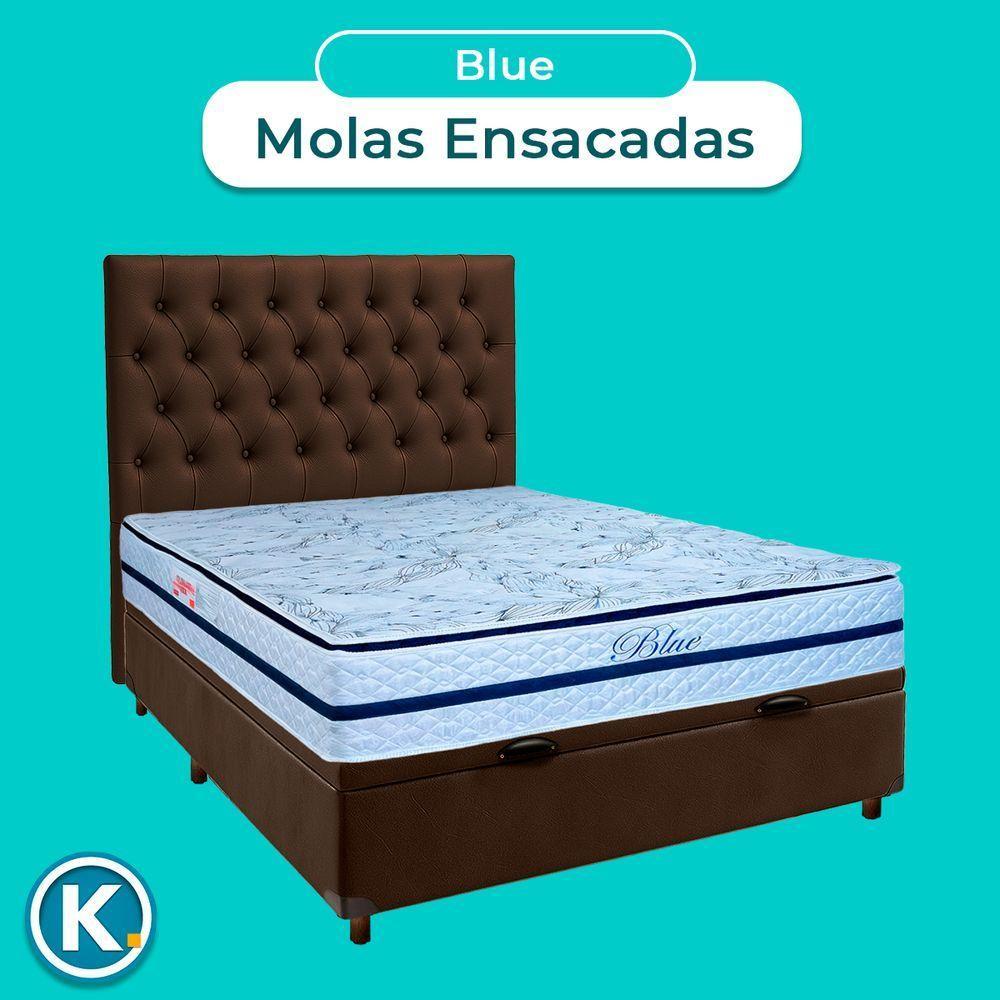 Kit Cama Box Bau + Cabeceira + Colchão Casal Molas Ensacadas - Blue - Paropas - 4