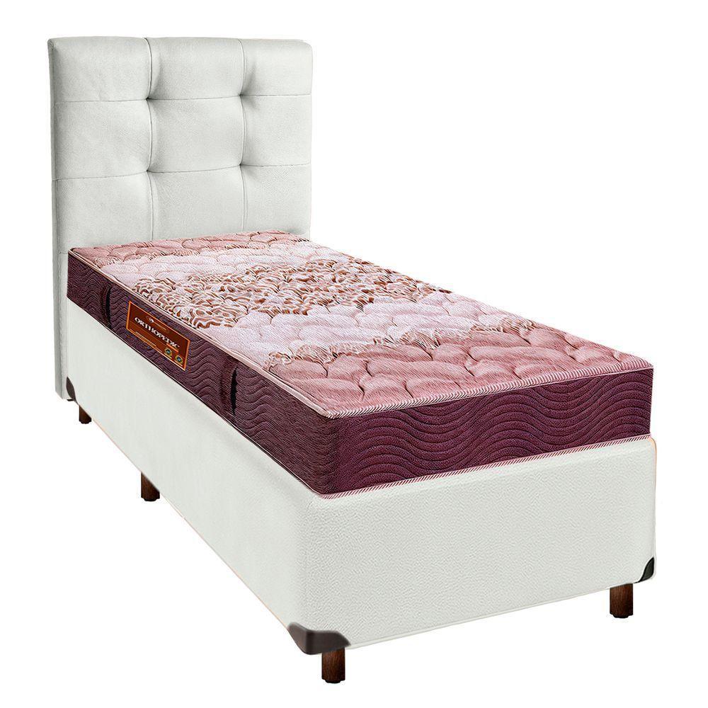 Conjunto Cama Box Branco Solteiro + Colchão D26 Ortophedic Sankonfort + Cabeceira - 1