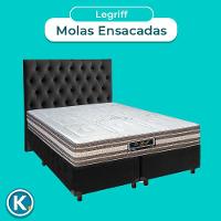 Conjunto Cama Box Blindado Casal + Colchão Molas Ensacadas Legriff Sankonfort + Cabeceira