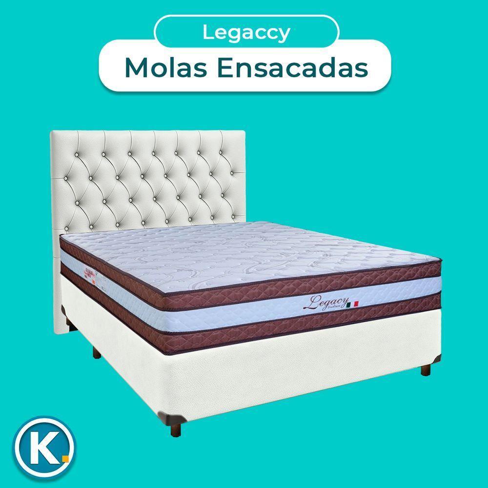 Conjunto Cama Box Branco Casal + Colchão Molas Ensacadas Legaccy Paropas + Cabeceira - 4