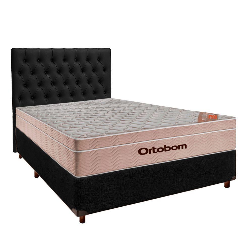 Conjunto Cama Box Preto Casal + Colchão Molas Ensacadas Airtech Ortobom + Cabeceira - 1