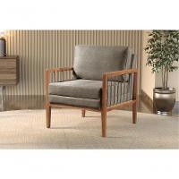 Poltrona Gael Luxo Madeira Maciça Castellar Móbile Linho Cinza Linho Cinza - 5