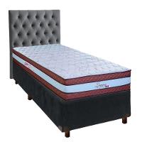 Conjunto Cama Box Cinza Solteiro + Colchão Molas Ensacadas Legaccy Paropas + Cabeceira - 1