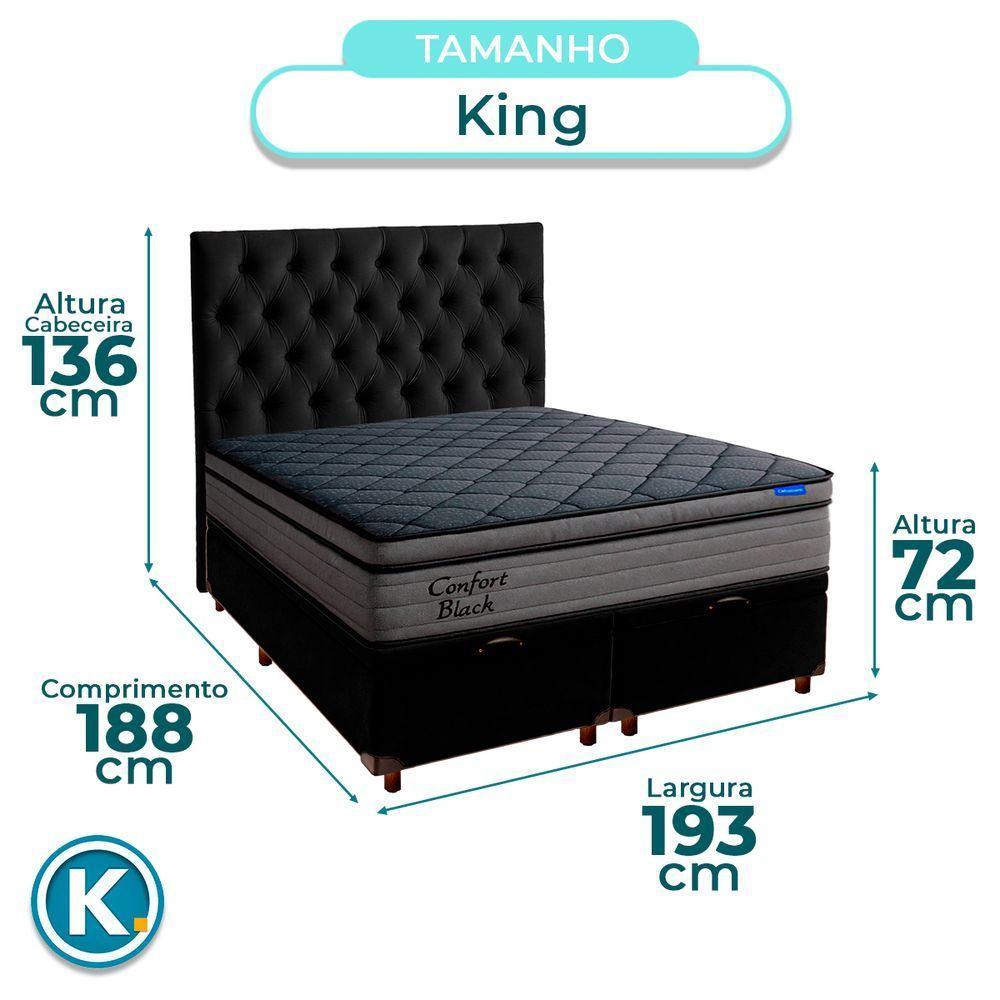 Baú Preto + Cabeceira + Colchão King Confort Black Ortobom - 3