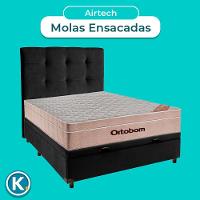 Kit Cabeceira + Cama Box Bau + Colchão Casal Molas Ensacadas Airtech Ortobom