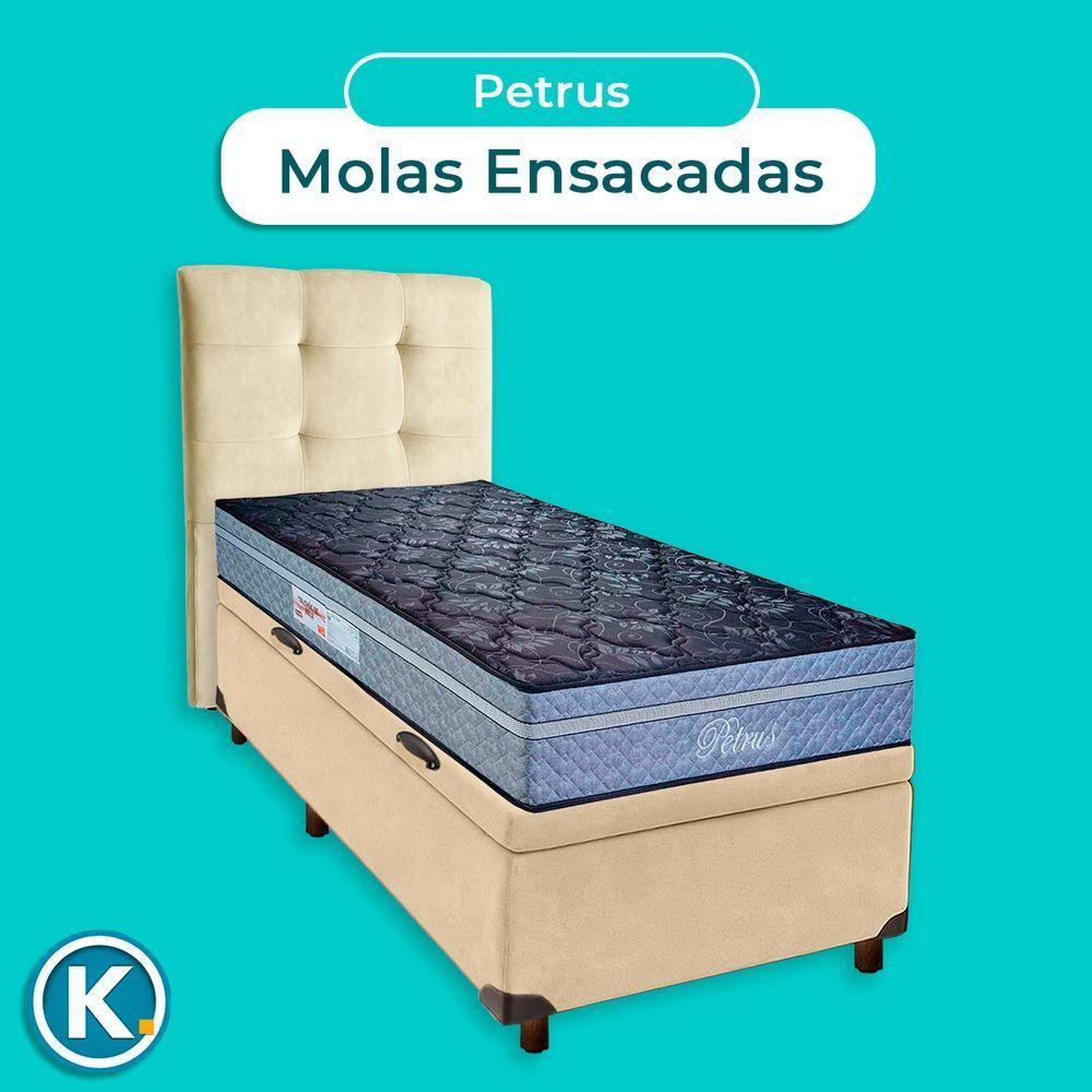 Kit Cabeceira + Cama Box Bau + Colchão Solteiro Molas Ensacadas Petrus Paropas - 4