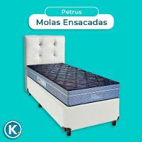 Kit Cabeceira + Cama Box + Colchão Solteiro Molas Ensacadas Petrus Paropas