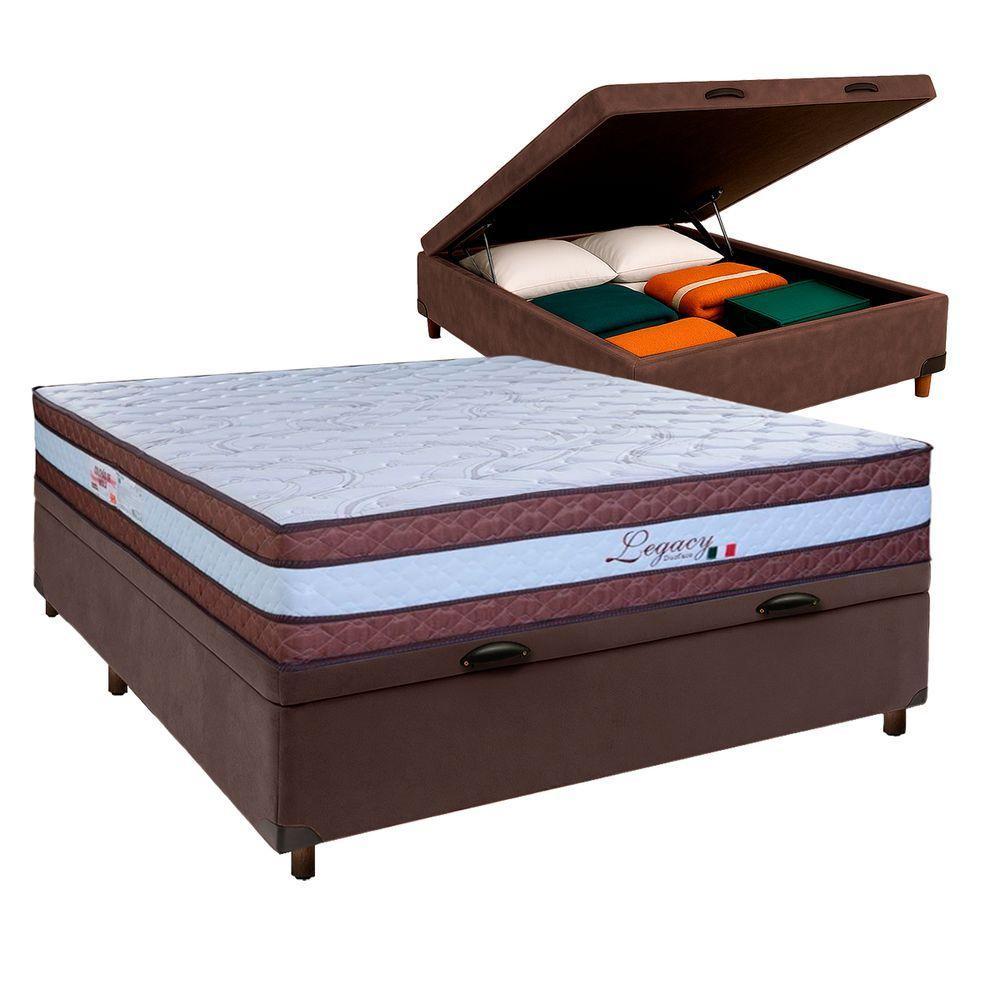 Conjunto Cama Box Bau Marrom Casal + Colchão Molas Ensacadas Legaccy Paropas - 1