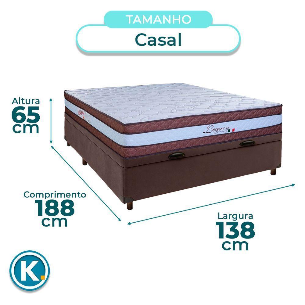 Conjunto Cama Box Bau Marrom Casal + Colchão Molas Ensacadas Legaccy Paropas - 3