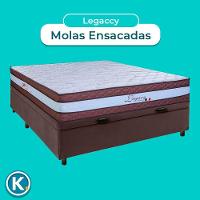 Conjunto Cama Box Bau Marrom Casal + Colchão Molas Ensacadas Legaccy Paropas