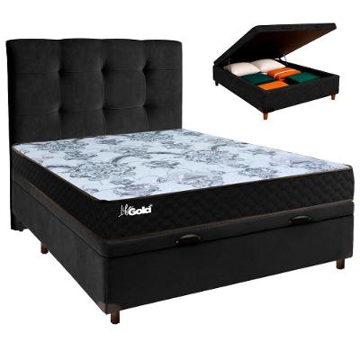 Kit Cabeceira + Cama Box Bau + Colchão Casal Molas Ensacadas Life Gold Paropas