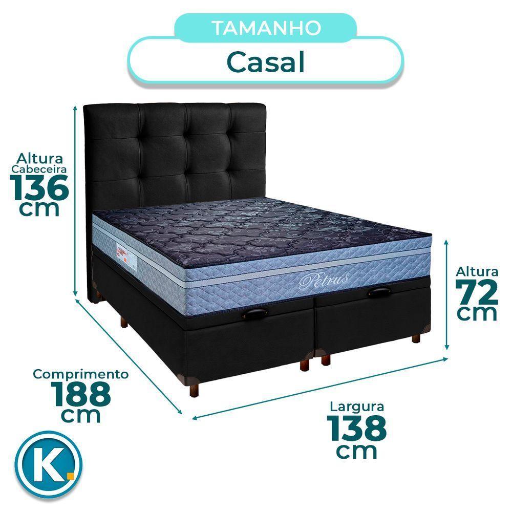 Cama + Bau Blindado E Colchão Molas Ensacadas Casal - Petrus Paropas + Cabeceira - 3
