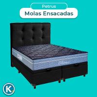 Cama + Bau Blindado E Colchão Molas Ensacadas Casal - Petrus Paropas + Cabeceira