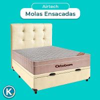 Kit Cabeceira + Cama Box Bau + Colchão Casal Molas Ensacadas Airtech Ortobom