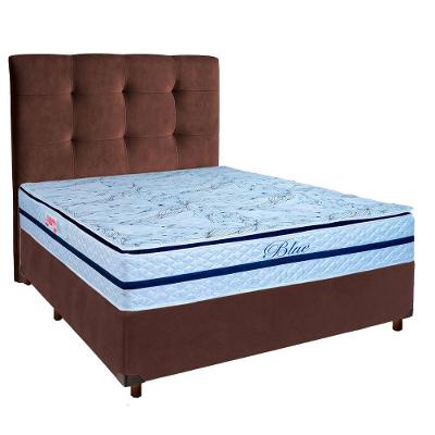 Kit Cabeceira + Cama Box + Colchão Casal Molas Ensacadas Blue Paropas