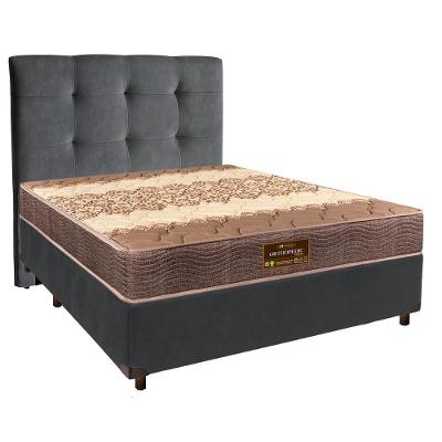 Conjunto Cama Box Cinza Casal + Colchão D26 Ortophedic Sankonfort + Cabeceira