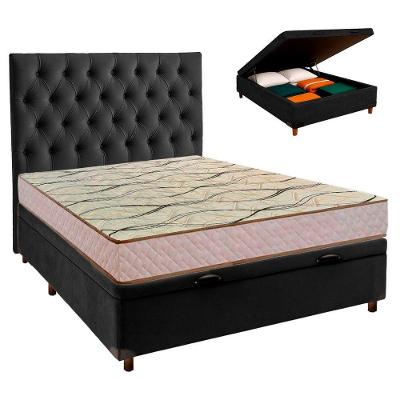 Kit Cabeceira + Cama Box Bau + Colchão Casal D33 Maxsono Paropas