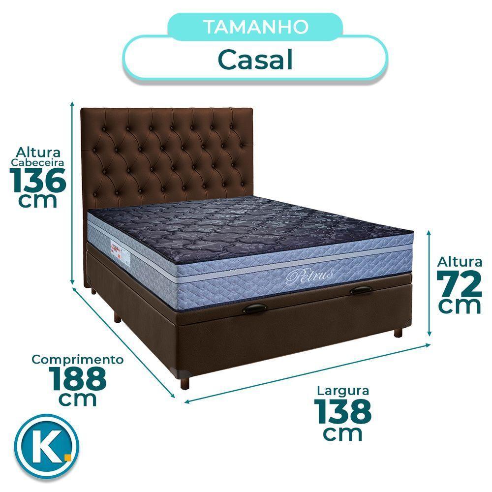Kit Cama Box Bau + Cabeceira + Colchão Casal Molas Ensacadas - Petrus - Paropas - 3
