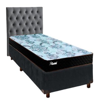 Kit Cama Box + Cabeceira + Colchão Solteiro Molas Ensacadas - Life Gold - Paropas