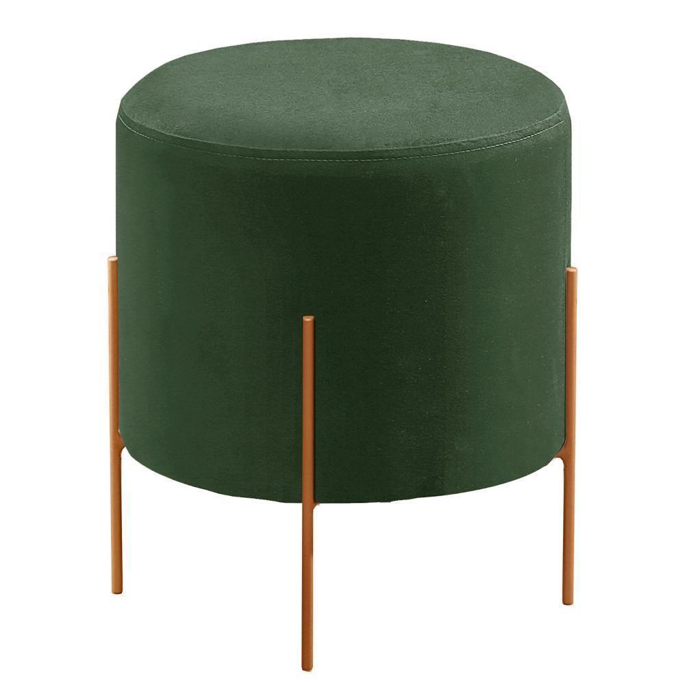 Puff Banqueta Odim Luxo Base Bronze Castellar Móbile Veludo Verde - 1
