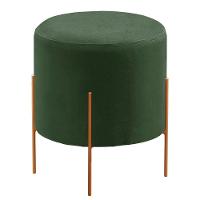 Puff Banqueta Odim Luxo Base Bronze Castellar Móbile Veludo Verde - 1