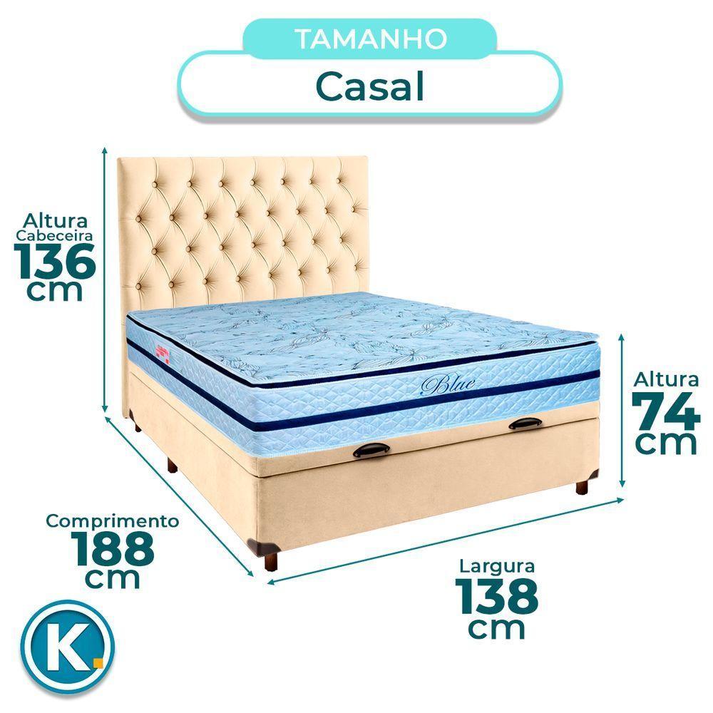 Kit Cabeceira + Cama Box Bau + Colchão Casal Molas Ensacadas Blue Paropas - 3