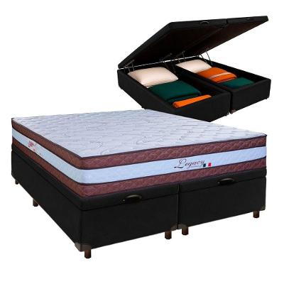 Cama Box Bau + Colchão Queen Molas Ensacadas Legaccy Paropas