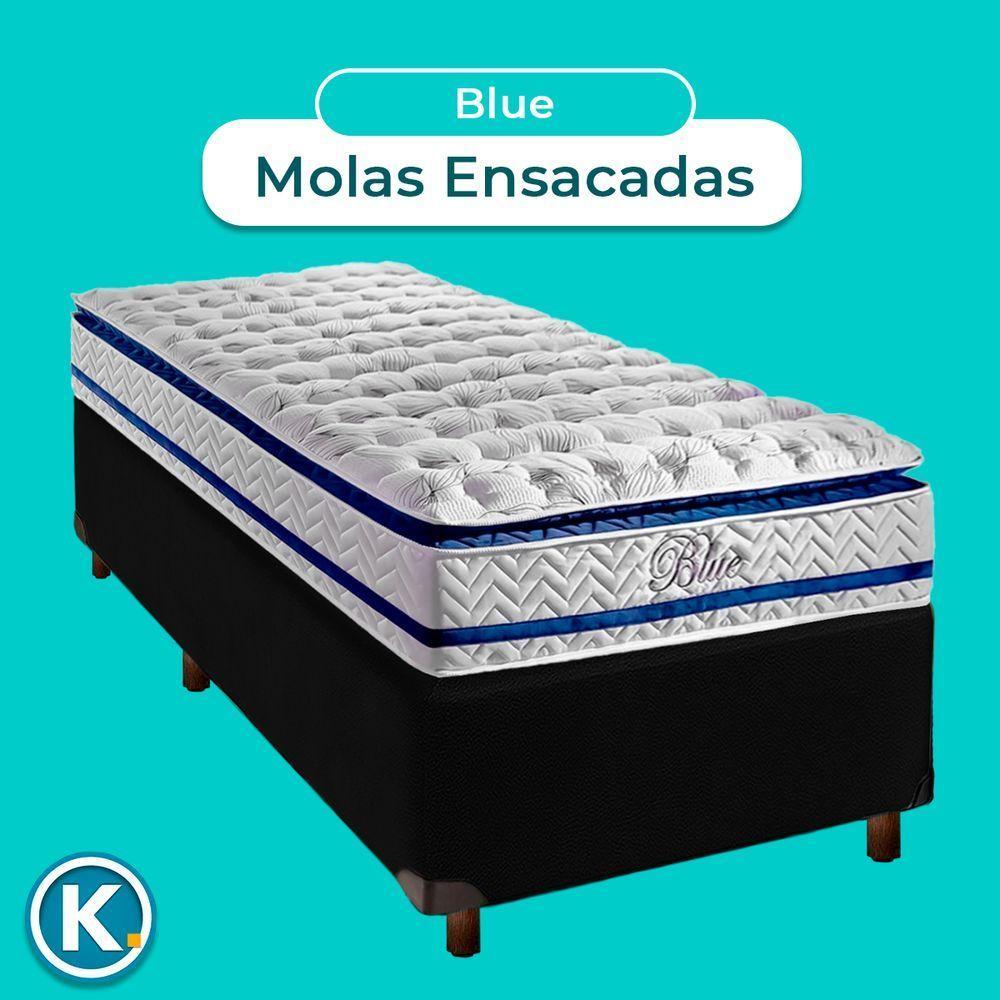 Cama Box Preto Solteiro + Colchão Molas Ensacadas Blue Paropas - 2
