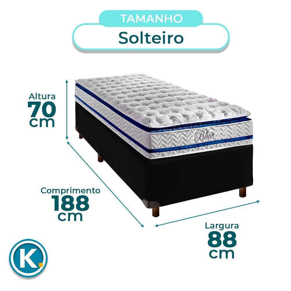 Cama Box Preto Solteiro + Colchão Molas Ensacadas Blue Paropas - 4
