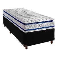 Cama Box Preto Solteiro + Colchão Molas Ensacadas Blue Paropas - 1
