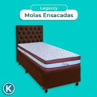 Cama Box + Colchão Solteiro Molas Ensacadas Legaccy Paropas + Cabeceira Estofada
