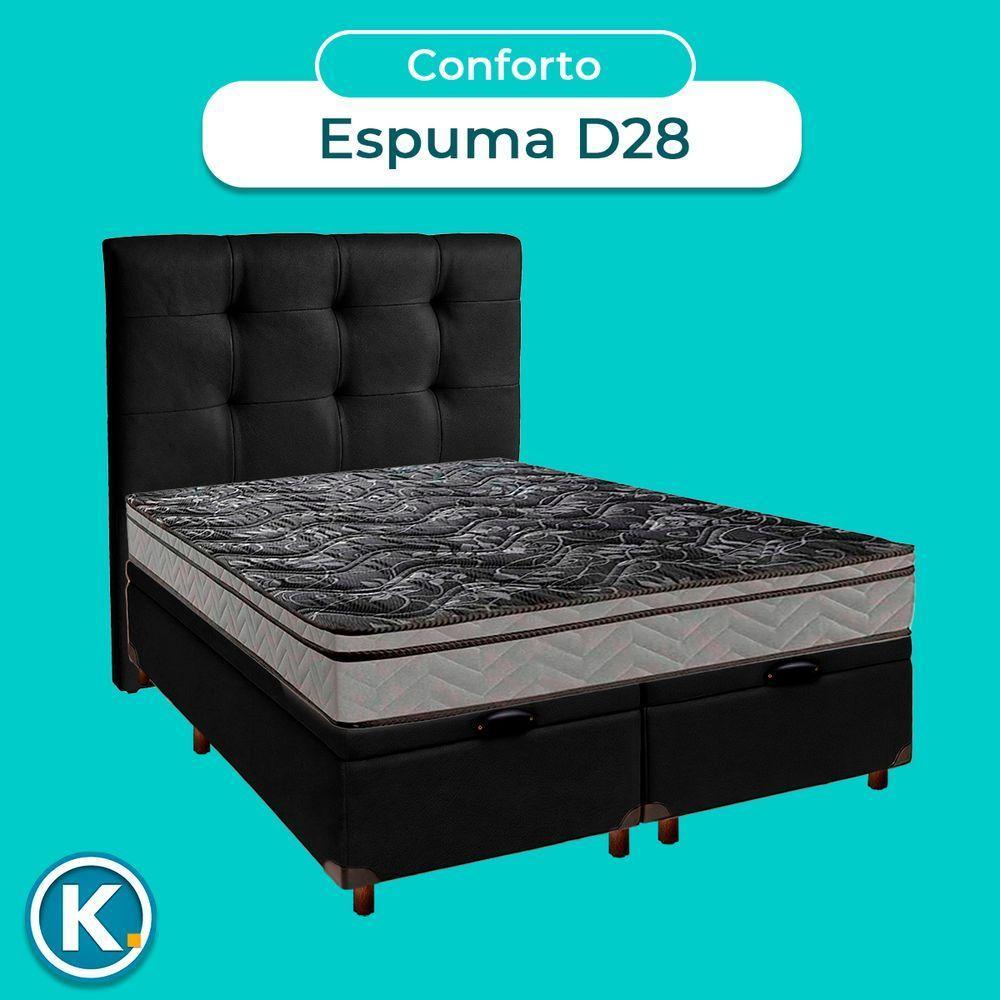 Cama Box Bau + Colchão Casal D28 Conforto Paropas + Cabeceira Estofada - 4