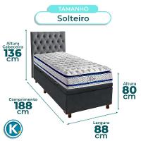 Kit Cama Box Bau + Cabeceira + Colchão Solteiro Molas Ensacadas - Blue - Paropas - 3