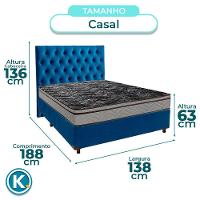 Cama + Box Azul E Colchão D28 Casal - Conforto Paropas + Cabeceira - 3