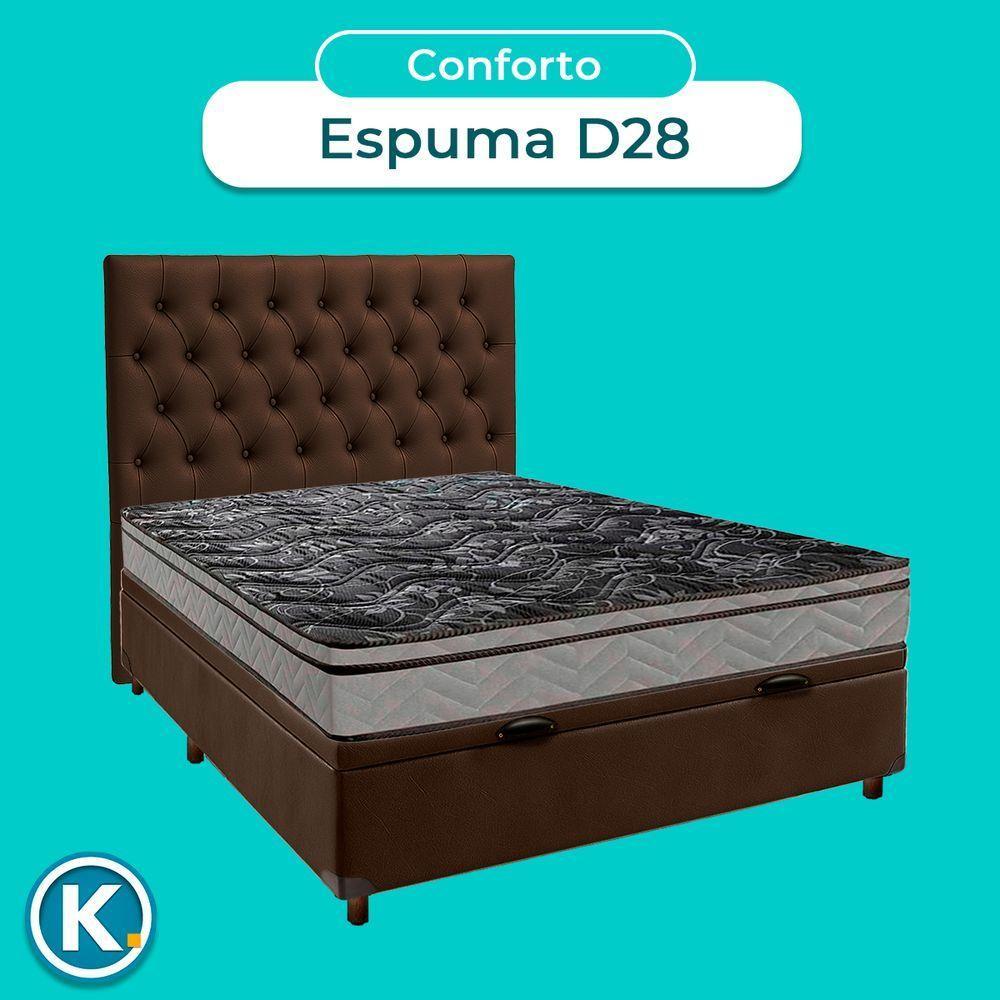 Cama Box Bau + Colchão Casal D28 Conforto Paropas + Cabeceira Estofada - 4