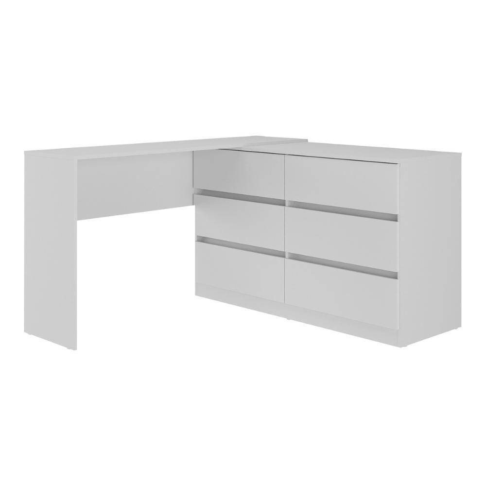 Escrivaninha Em L 120cm Com 6 Gavetas Flex Multimóveis Mp6030 Branco - 7