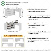 Escrivaninha Em L 120cm Com 6 Gavetas Flex Multimóveis Mp6030 Branco - 3