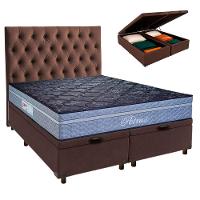 Cama Box Bau + Colchão Queen Molas Ensacadas Petrus Paropas + Cabeceira Estofada - 1