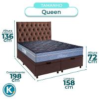 Cama Box Bau + Colchão Queen Molas Ensacadas Petrus Paropas + Cabeceira Estofada - 3