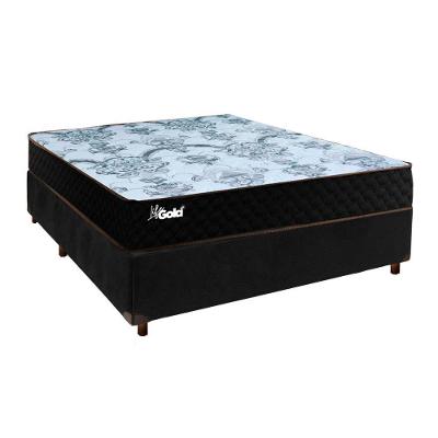 Cama + Box Preto E Colchão Molas Ensacadas Casal - Life Gold Paropas