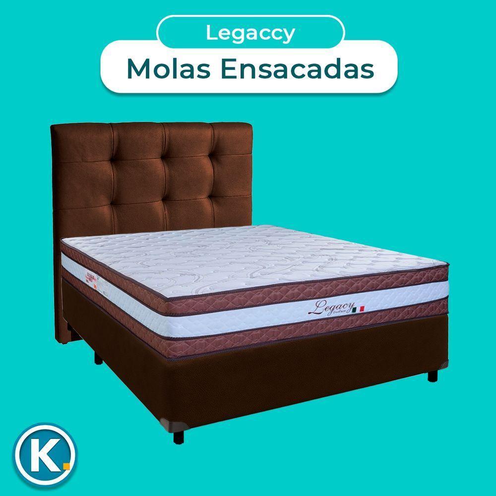 Conjunto Cama Box Marrom Casal + Colchão Molas Ensacadas Legaccy Paropas + Cabeceira - 5