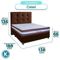 Conjunto Cama Box Marrom Casal + Colchão Molas Ensacadas Legaccy Paropas + Cabeceira