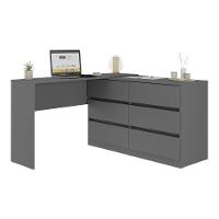 Escrivaninha Em L 120cm Com 6 Gavetas Flex Multimóveis Mp6030 Grafite - 2