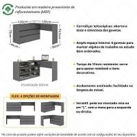 Escrivaninha Em L 120cm Com 6 Gavetas Flex Multimóveis Mp6030 Grafite - 3