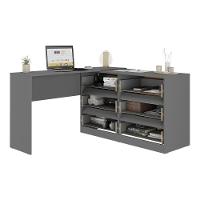 Escrivaninha Em L 120cm Com 6 Gavetas Flex Multimóveis Mp6030 Grafite - 5