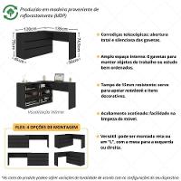 Escrivaninha Em L 120cm Com 6 Gavetas Flex Multimóveis Mp6030 Preto - 3
